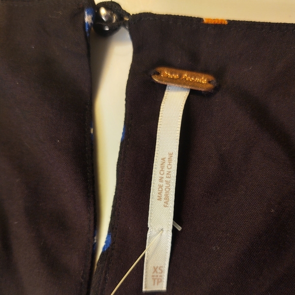 NWT FREE PEOPLE Black Floral Star Pattern Smocked Bodice Mini Dress Size XSmall - Picture 6 of 13